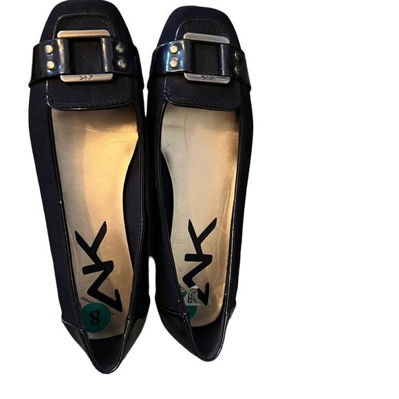Ann Klein Airwear Port Size 8 Navy suede and patent look Flat Loafer Silver - Picture 10 of 10